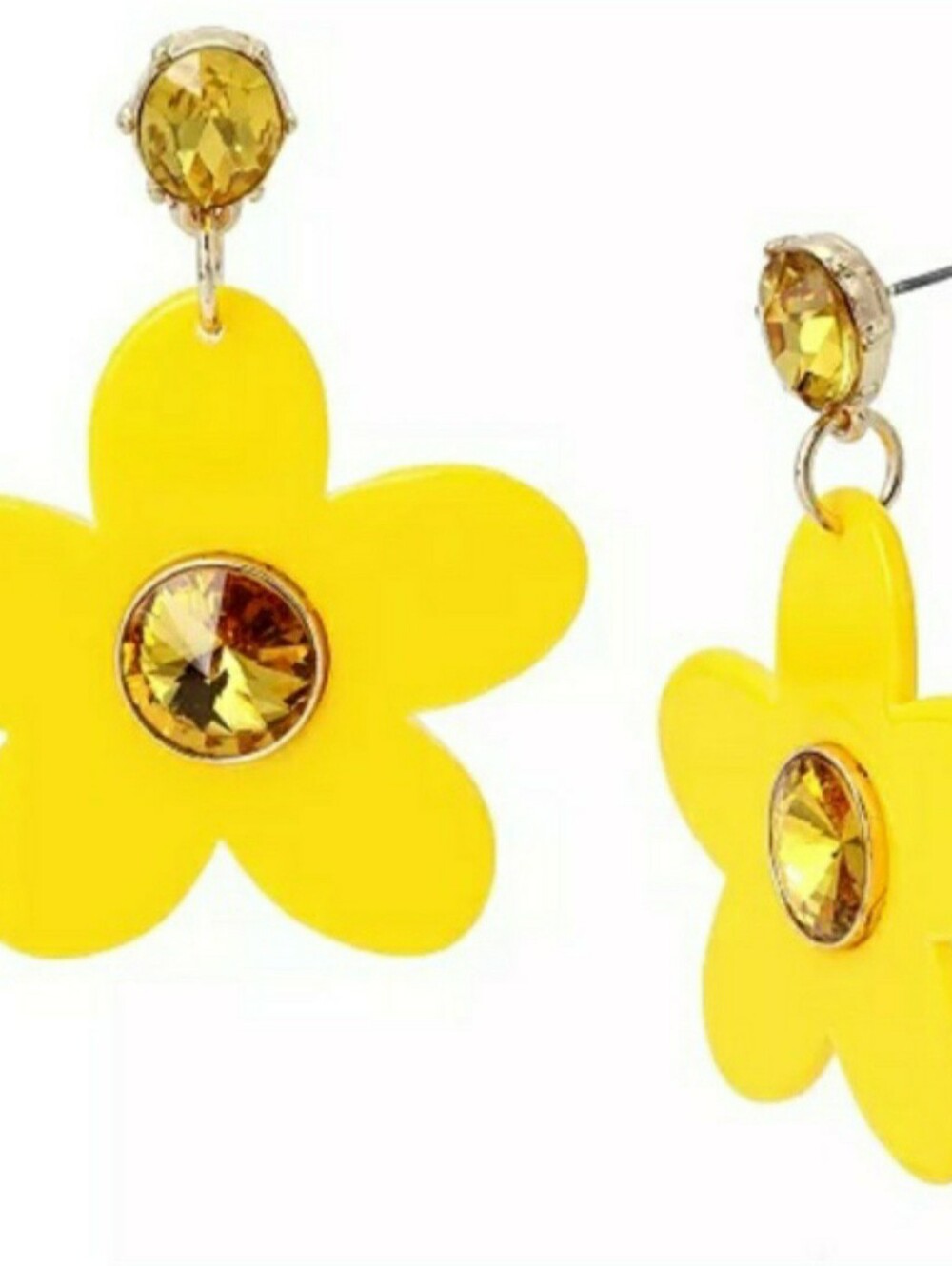 Betsey Johnson Yellow Jewel Flower Earrings NWT